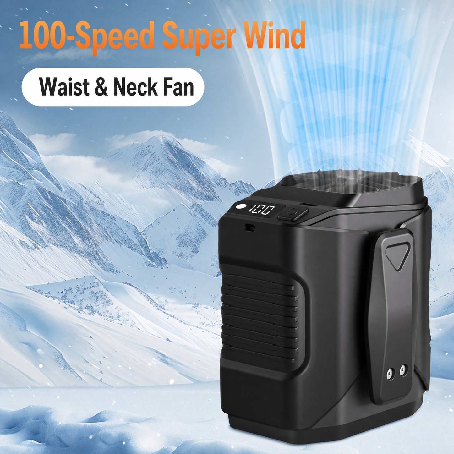 Rechargeable Portable Waist Fan & Clip-On Neck Fan — Hands-Free Outdoor Cooling