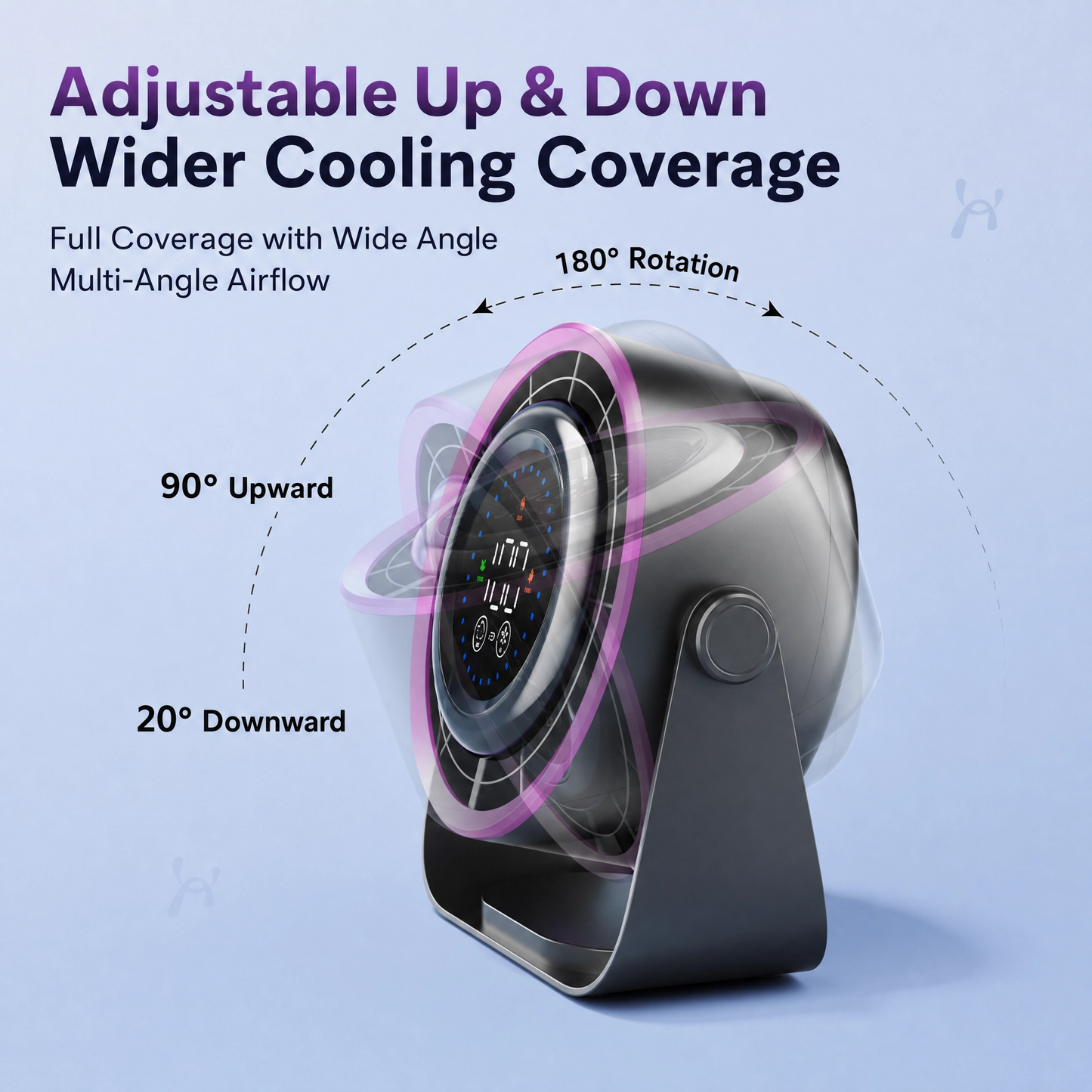 Quiet Desk Fan with Digital Display — 100-Speed USB Rechargeable Fan for Office, Bedroom & Dorm | Up to 6 Hours Battery Life