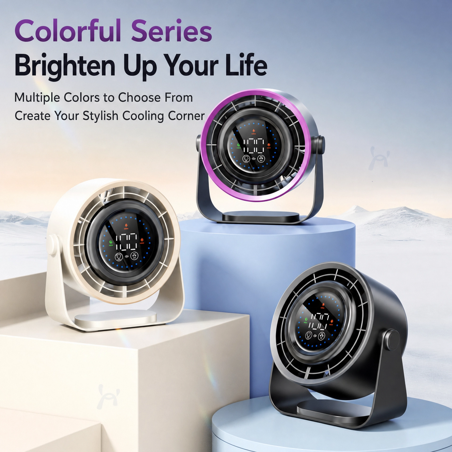 Quiet Desk Fan with Digital Display — 100-Speed USB Rechargeable Fan for Office, Bedroom & Dorm | Up to 6 Hours Battery Life