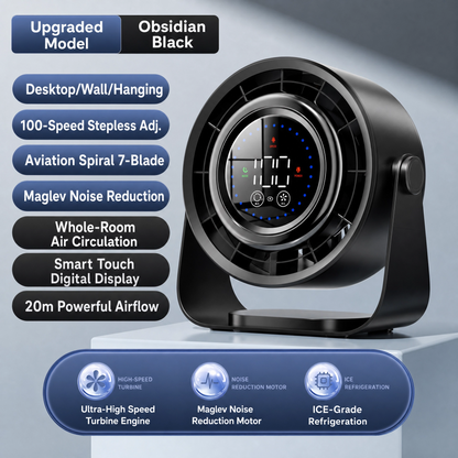 Quiet Desk Fan with Digital Display — 100-Speed USB Rechargeable Fan for Office, Bedroom & Dorm | Up to 6 Hours Battery Life