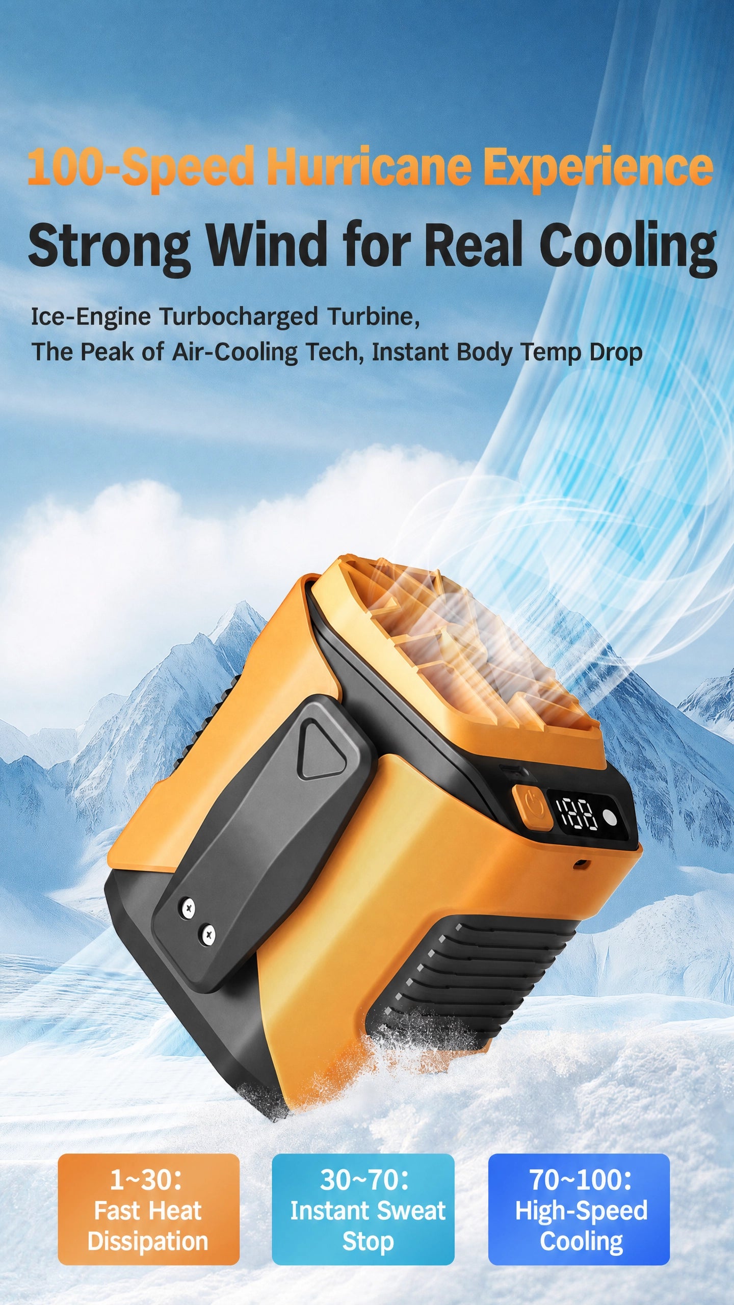 Rechargeable Portable Waist Fan & Clip-On Neck Fan — Hands-Free Outdoor Cooling