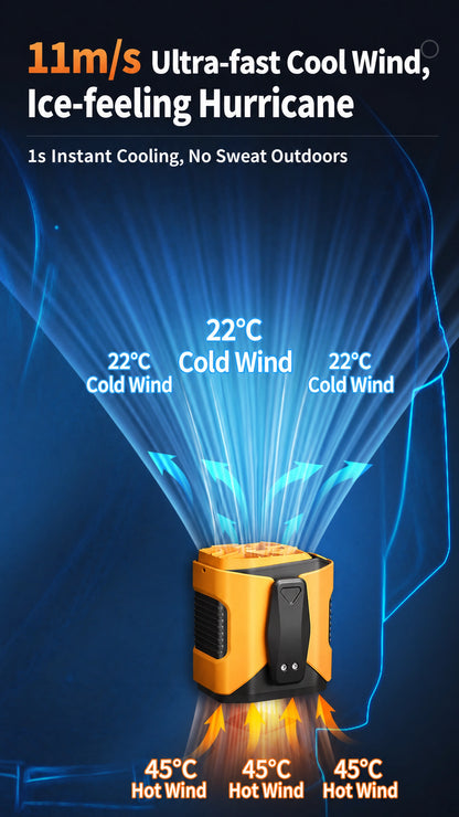 Rechargeable Portable Waist Fan & Clip-On Neck Fan — Hands-Free Outdoor Cooling